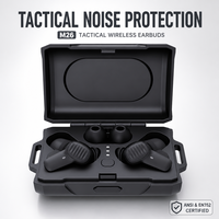 Écouteurs tactiques professionnels 2-en-1 avec réduction de bruit active (ANC) et fonction d'écoute NRR 25dB, bouchons d'oreille électroniques pour la sécurité au tir