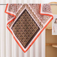 Syal Persegi Sutra Imitasi Wanita 90Cm Syal Satin Cetak Tambal Sulam Paisley Polka Dot Syal Kepala Modis Selendang Leher Pakaian Sehari-hari