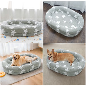 Toptan yıkanabilir sevimli yıldız kabarık büyük ortopedik rahat Oval köpek yatağı Pet Mat kanepe için kapalı - Product Image 5
