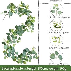 Guirlande en gros de tiges d'eucalyptus artificielles 1,8 m, fausses feuilles d'eucalyptus, vigne, mur végétal, chemin de table de mariage, décoration de verdure - Product Image 6