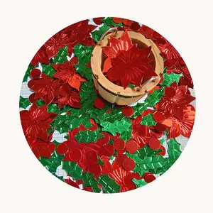Populer hijau merah Natal tema seni kuku Glitter Confetti 3D payet Natal untuk seni kuku liburan pesta dekorasi pemasok