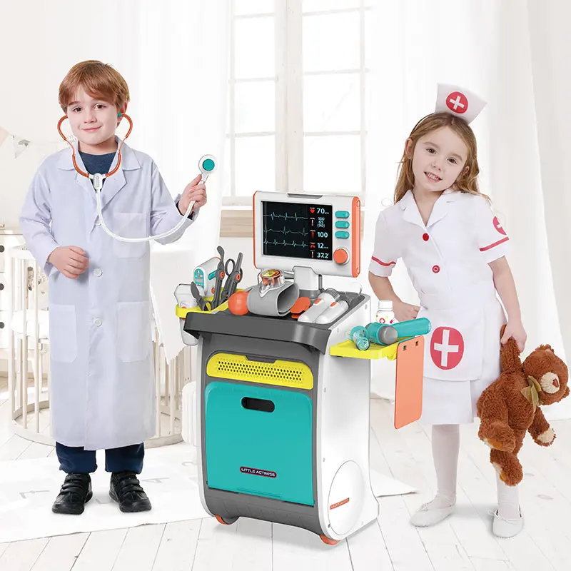 Yeni büyük müzik tıbbi kart seti küçük hastane okul öncesi oyna Pretend arabası oyuncak sepeti doktor seti çocuklar için çocuk yılbaşı hediyeleri
