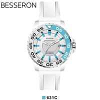 Montre de sport Besseron Bioceramics avec boîtier en acier inoxydable, lunette en acier inoxydable, mouvement automatique MiYOTA, bracelet en caoutchouc résistant à l'eau, fabriquée en usine