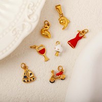 Charmes élégants en émail plaqué or 18 carats, vin rouge, voilier, avion, pour la fabrication de bracelets et de colliers, bijoux tendance pour femmes