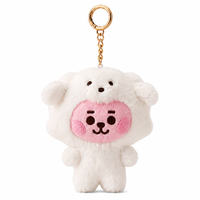 Porte-clés en peluche Zaves Premium, adorable chien blanc moelleux, écologique et durable pour sacs à dos scolaires et clés de voiture
