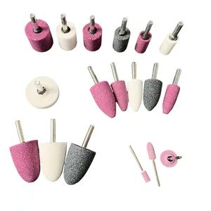 Pink black grey conicalness shape grinding stone head shank abrasive mounted point circular mix size for HSS polishing