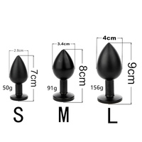 Bouchons anaux ornés de pierres, en métal inoxydable lisse, jouets sexuels anaux pour adultes, sacs en velours, lot de 3 tailles