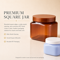 Tarro Plano Bajo de PET de 500g con Cuello de 89mm, Apertura Extra Ancha de 92.5mm, Logotipo Personalizado OEM, MOQ Bajo, Envase de Plástico para Mantequilla Corporal, Mascarilla Capilar y Exfoliante