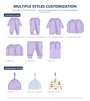 Combinaison bébé douce en viscose de bambou, personnalisable, double fermeture éclair, pour l'automne et l'hiver, 4-6 mois, OEM/ODM
