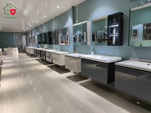 Ensemble de meuble-lavabo de salle de bain moderne en contreplaqué certifié CE, avec miroir intelligent mural, résistant à l'eau, écologique, durable, avec vasque en céramique - Product Image 2