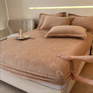 Yongho hiện đại Matte Black Floral 3-mảnh Jacquard sang trọng sữa nhung mềm 3pcs trang bị tấm Ga Trải Giường thiết lập với vỏ gối - Product Image 5