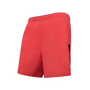 Pantalones Cortos Deportivos Rojos para Hombre, Ecológicos, de Secado Rápido, con Cintura Elástica, Largo Medio, Color Sólido, Material de Poliéster, Logotipo Frontal - Product Image 1