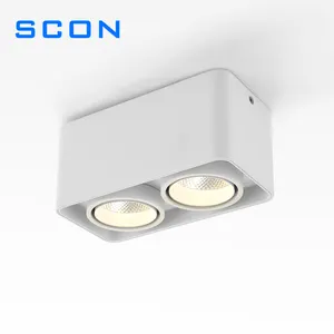 SCON Superfície Montada Quadrada Dupla Cabeça 14W LED Downlig Tema Restaurante Spotlight Abertura Livre Lâmpada Do Teto Luz Natural