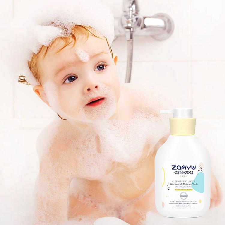 Etiqueta privada Baby Body Wash Gel de ducha corporal hidratante 600ml Nourish Wash Vitamin E