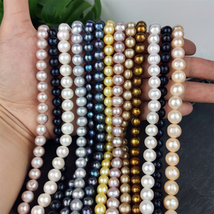 Perles d'eau douce rondes naturelles <span class=keywords><strong>noires</strong></span>, brunes, grises, de qualité, teintes en or jaune, perles en vrac pour la fabrication de bijoux, colliers DIY - Product Image 2