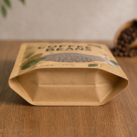 Sachets d'emballage de café imprimés en gros, personnalisés, en papier kraft avec fermeture éclair pour grains de café torréfiés