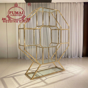 Wedding Event Decoration Modern Fashion Freestanding Steel Glass Wine Rack with Bar Back Components - Product Image 2