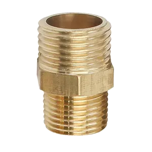 Brass Pipe Fitting Hex Nipple Hose Connector Double Male Thread Coupling Hexagonal Pipe Coupler