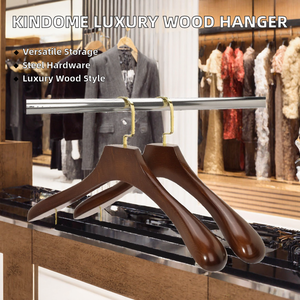 Cintre de luxe en bois avec barre en velours et crochet en acier inoxydable pour magasin de vêtements et hôtel - Product Image 2
