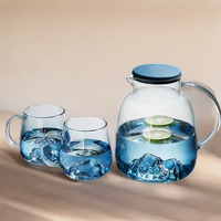 Ensemble de carafe et de verres à jus d'eau en verre borosilicate coloré pour la maison, verres à bière, 1800 ml, réutilisable, anti-fuite, avec manchon en silicone