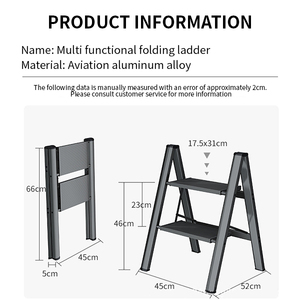 Scala Pieghevole Ultra-Sottile in Acciaio Nero Moderno - Sgabello Multifunzionale <span class=keywords><strong>a</strong></span> 2/3/4 Gradini per Casa e Fioriera - Product Image 4