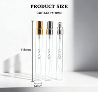 Flacon de parfum en verre transparent de 10 ml avec atomiseur à fine brume pour échantillons de voyage et emballage d'huiles essentielles