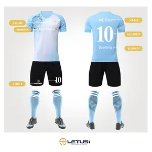 23 Hot Sale Custom Voetbal Uniformen Sets Nieuwe Stijl Groothandel Voetbal Truien Unisex Gesublimeerde Voetbalkleding Voor Kinderen
