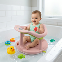 Chaise de bain pour bébé en PP + PVC, tabouret de bain monobloc avec base à ventouse puissante pour 0-18 mois