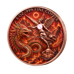 Vente en gros usine Pièce commémorative en cuivre pur 999 de 5 oz avec relief 3D Déesse du Feu et Dragon - Product Image 1