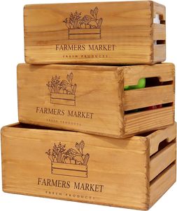 Wood Crates for vintage decorative display Wooden Boxes farmhouse style Nesting Wooden Crates