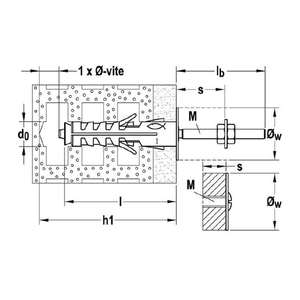 Tapón de nailon Fischer SB 9/5 con doble tornillo M4 (50 uds) - Product Image 3