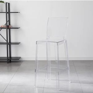 Wholesale Modern Furniture Stackable <b>Plastic</b> High <b>Chairs</b> Transparent <b>Clear</b> Acrylic Bar Stools for Kitchen - Product Image 2