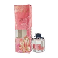 Emballage personnalisé de luxe pour diffuseur de parfum en carton biodégradable, pliables, avec fenêtre dorée et impression motif marbre rose
