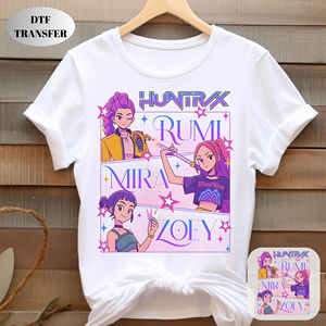 Huntrix Kpop <span class=keywords><strong>Demon</strong></span> Hunters Transfert DTF Rumi Mira Zoey Anime Manga Transfert Thermique K-Pop Saja Amusant Prêt à Presser - Product Image 4
