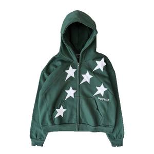 Nouveau <span class=keywords><strong>sweat</strong></span>-shirt à <span class=keywords><strong>capuche</strong></span> zippé à manches régulières tendance unisexe imprimé étoile, style streetwear décontracté - Product Image 5