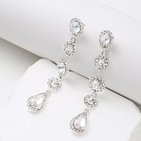 2026 meilleure vente luxe Style longue forme ronde boucles d'oreilles goutte à la main multicolore goutte d'eau Zircon incrusté alliage boucles d'oreilles goutte