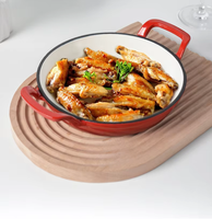 Petite poêle à frire en fonte émaillée antiadhésive à double poignée, plaque de cuisson, poêle à frire, compatible gaz et induction