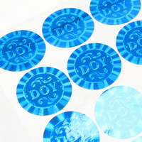 Fournisseur d'étiquettes holographiques imperméables découpées sur mesure, autocollant holographique rond avec logo bleu personnalisé pour casquette