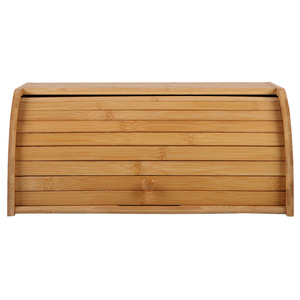 Boîte à pain en bambou avec couvercle en acrylique, armoire de rangement pour cuisine, salon, salle à manger - Product Image 5