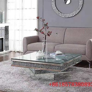 Furniture wholesale Luxury Diamond Shape Coffee Table with Crushed Diamonds Inlay Living room furniture tea table