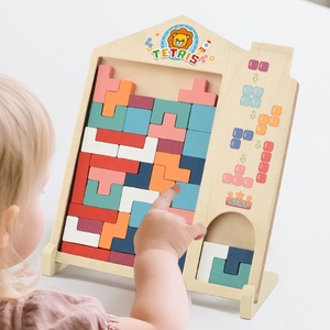 Gioco da Tavolo <span class=keywords><strong>Tetris</strong></span> in Legno, Classico Puzzle di Logica per Bambini con Blocchi Russi da Impilare ed Equilibrare - Product Image 1