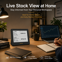 Kylendar Mini 4.2" Layar E-Paper WiFi Pemantau Saham Otomatis Terupdate untuk Kantor Rumah Meja Trading Monitor Real-Time