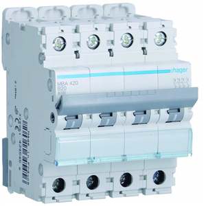 MBA420 Personalizzabile con Hagers MCB 6000A 10kA 4P curva B 20A 4 moduli - Product Image 1