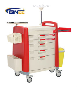 Ginee 의료 ABS 소재 알루미늄 합금 기둥 서랍이있는 비상 트롤리 실용적이고 아름답습니다 - Product Image 6