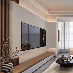 Lemari TV Ruang Tamu yang Dapat Disesuaikan Warna Putih High Gloss dengan LED - Product Image 2