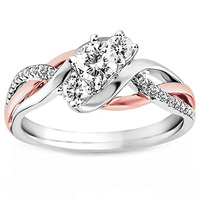 Bague Moissanite infinie en argent sterling 925 plaqué or rose et rhodium pour femmes fiançailles mariage