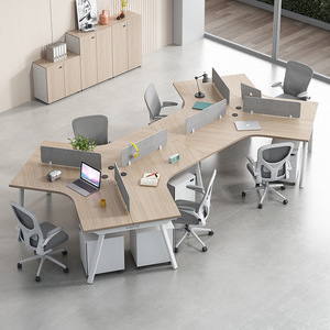 Escritorios de Oficina Modernos y Minimalistas, Estaciones de Trabajo para 3, 5 y 6 Personas con Divisiones, Cubículos Modulares para Computadora, Silla de Escritorio para Empleados - Product Image 2