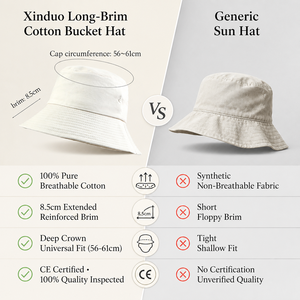 Chapeau de soleil blanc uni en coton à large bord, style bob, avec logo personnalisé, couronne profonde, grande taille, fournisseur OEM - Product Image 5