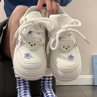 Chaussures de skate blanches à imprimé ours pour femmes, nouvelles baskets décontractées printemps-automne 2025, chaussures de sport tendance pour étudiantes