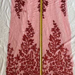 नया डिजाइन लाल पुष्प पैटर्न चमकदार चमकदार चमकदार चमक फीता कपड़े - Product Image 5